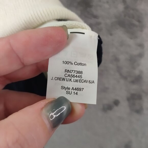 J Crew Womens Nautical Anchor Sweater S Navy White Stripe Intarsia Knit Pullover - Picture 9 of 10